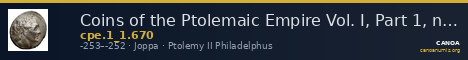 Coins of the Ptolemaic Empire Vol. I, Part 1, no. 670 — CANOA