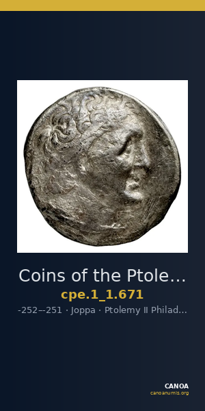 Coins of the Ptolemaic Empire Vol. I, Part 1, no. 671 — CANOA