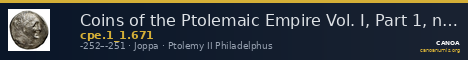 Coins of the Ptolemaic Empire Vol. I, Part 1, no. 671 — CANOA