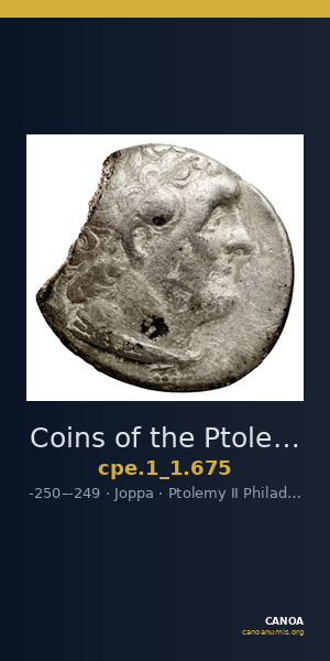Coins of the Ptolemaic Empire Vol. I, Part 1, no. 675 — CANOA