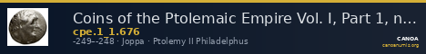 Coins of the Ptolemaic Empire Vol. I, Part 1, no. 676 — CANOA