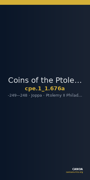 Coins of the Ptolemaic Empire Vol. I, Part 1, no. 676a — CANOA