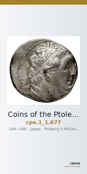 Coins of the Ptolemaic Empire Vol. I, Part 1, no. 677 — CANOA