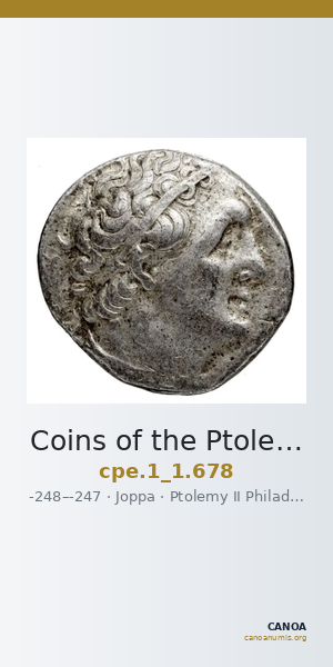 Coins of the Ptolemaic Empire Vol. I, Part 1, no. 678 — CANOA