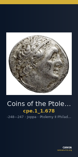 Coins of the Ptolemaic Empire Vol. I, Part 1, no. 678 — CANOA