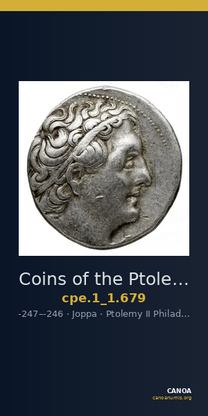 Coins of the Ptolemaic Empire Vol. I, Part 1, no. 679 — CANOA
