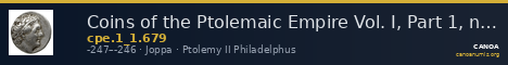 Coins of the Ptolemaic Empire Vol. I, Part 1, no. 679 — CANOA
