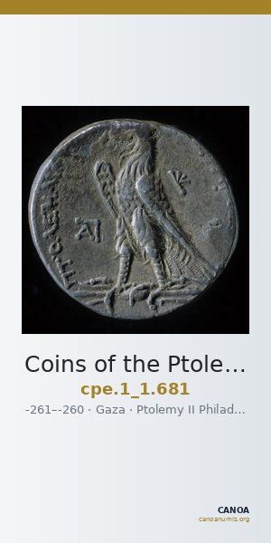 Coins of the Ptolemaic Empire Vol. I, Part 1, no. 681 — CANOA