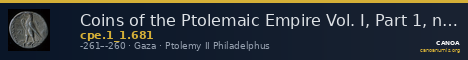 Coins of the Ptolemaic Empire Vol. I, Part 1, no. 681 — CANOA