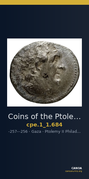 Coins of the Ptolemaic Empire Vol. I, Part 1, no. 684 — CANOA