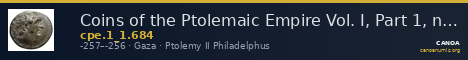 Coins of the Ptolemaic Empire Vol. I, Part 1, no. 684 — CANOA
