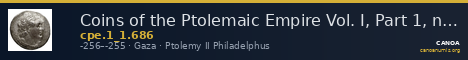 Coins of the Ptolemaic Empire Vol. I, Part 1, no. 686 — CANOA