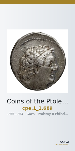 Coins of the Ptolemaic Empire Vol. I, Part 1, no. 689 — CANOA