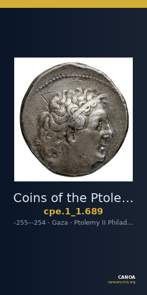 Coins of the Ptolemaic Empire Vol. I, Part 1, no. 689 — CANOA