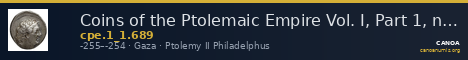 Coins of the Ptolemaic Empire Vol. I, Part 1, no. 689 — CANOA