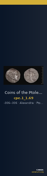 Coins of the Ptolemaic Empire Vol. I, Part 1, no. 69 — CANOA