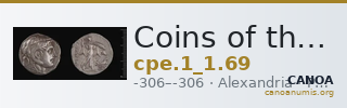 Coins of the Ptolemaic Empire Vol. I, Part 1, no. 69 — CANOA