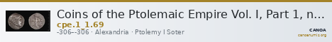 Coins of the Ptolemaic Empire Vol. I, Part 1, no. 69 — CANOA