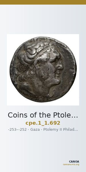 Coins of the Ptolemaic Empire Vol. I, Part 1, no. 692 — CANOA