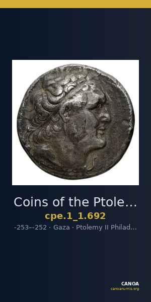 Coins of the Ptolemaic Empire Vol. I, Part 1, no. 692 — CANOA