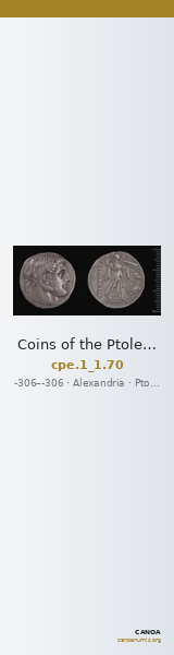 Coins of the Ptolemaic Empire Vol. I, Part 1, no. 70 — CANOA