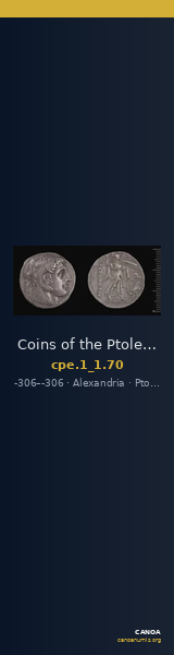 Coins of the Ptolemaic Empire Vol. I, Part 1, no. 70 — CANOA