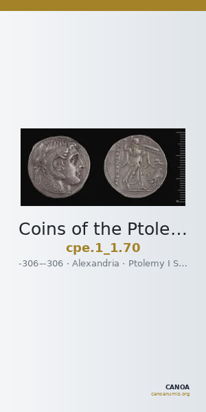 Coins of the Ptolemaic Empire Vol. I, Part 1, no. 70 — CANOA