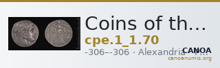 Coins of the Ptolemaic Empire Vol. I, Part 1, no. 70 — CANOA