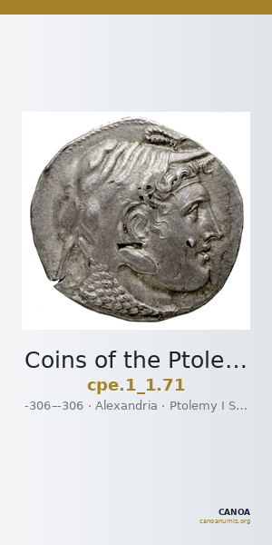 Coins of the Ptolemaic Empire Vol. I, Part 1, no. 71 — CANOA