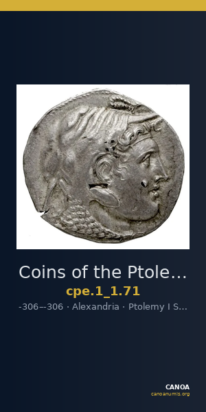Coins of the Ptolemaic Empire Vol. I, Part 1, no. 71 — CANOA