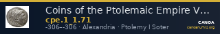 Coins of the Ptolemaic Empire Vol. I, Part 1, no. 71 — CANOA