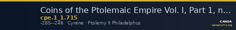 Coins of the Ptolemaic Empire Vol. I, Part 1, no. 715 — CANOA