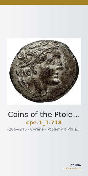 Coins of the Ptolemaic Empire Vol. I, Part 1, no. 718 — CANOA