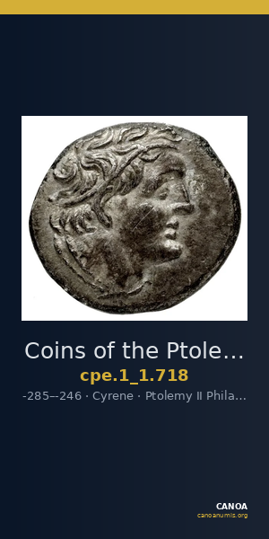 Coins of the Ptolemaic Empire Vol. I, Part 1, no. 718 — CANOA