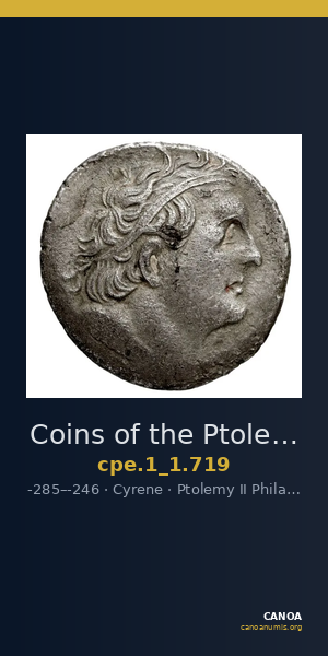 Coins of the Ptolemaic Empire Vol. I, Part 1, no. 719 — CANOA
