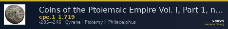 Coins of the Ptolemaic Empire Vol. I, Part 1, no. 719 — CANOA