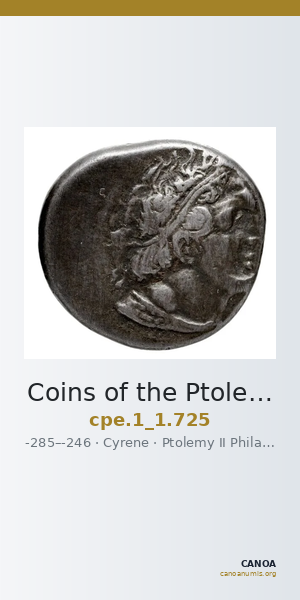 Coins of the Ptolemaic Empire Vol. I, Part 1, no. 725 — CANOA