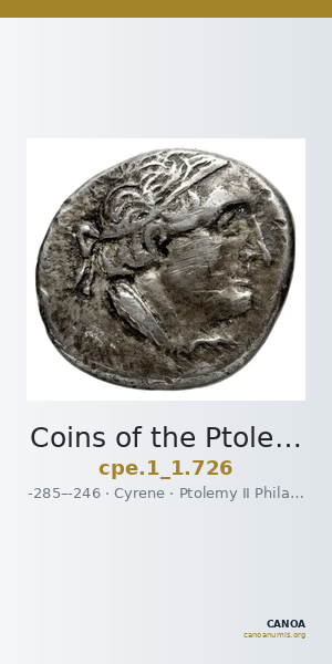 Coins of the Ptolemaic Empire Vol. I, Part 1, no. 726 — CANOA