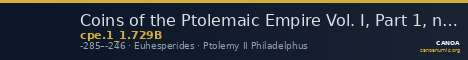 Coins of the Ptolemaic Empire Vol. I, Part 1, no. 729B — CANOA