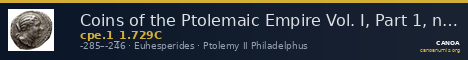 Coins of the Ptolemaic Empire Vol. I, Part 1, no. 729C — CANOA