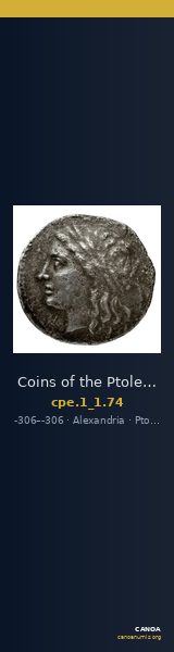 Coins of the Ptolemaic Empire Vol. I, Part 1, no. 74 — CANOA
