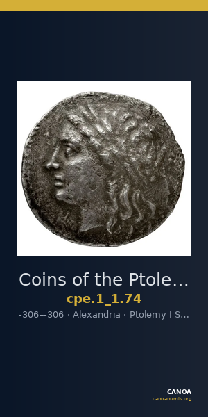 Coins of the Ptolemaic Empire Vol. I, Part 1, no. 74 — CANOA