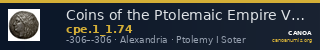 Coins of the Ptolemaic Empire Vol. I, Part 1, no. 74 — CANOA