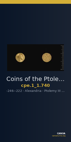 Coins of the Ptolemaic Empire Vol. I, Part 1, no. 740 — CANOA