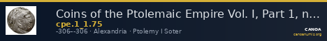 Coins of the Ptolemaic Empire Vol. I, Part 1, no. 75 — CANOA