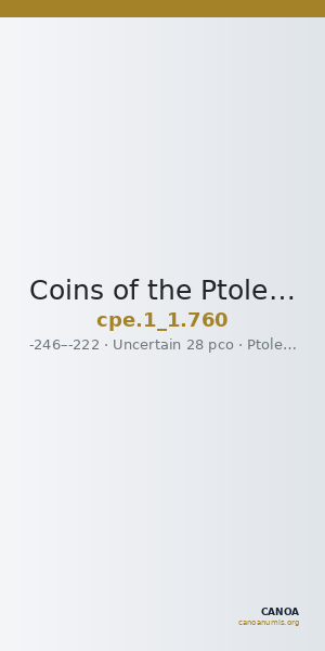 Coins of the Ptolemaic Empire Vol. I, Part 1, no. 760 — CANOA