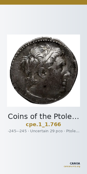 Coins of the Ptolemaic Empire Vol. I, Part 1, no. 766 — CANOA
