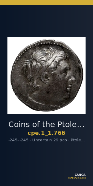 Coins of the Ptolemaic Empire Vol. I, Part 1, no. 766 — CANOA