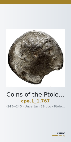 Coins of the Ptolemaic Empire Vol. I, Part 1, no. 767 — CANOA