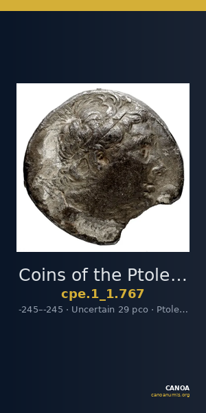 Coins of the Ptolemaic Empire Vol. I, Part 1, no. 767 — CANOA